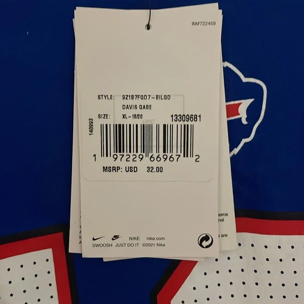 Nike NFL, Buffalo Bills official licensed kids XL game day shirt# 13